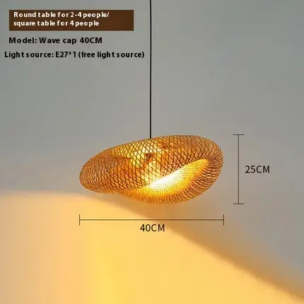 Bamboo Hanging Lamp Straw Hat-shaped Hanging Lamp