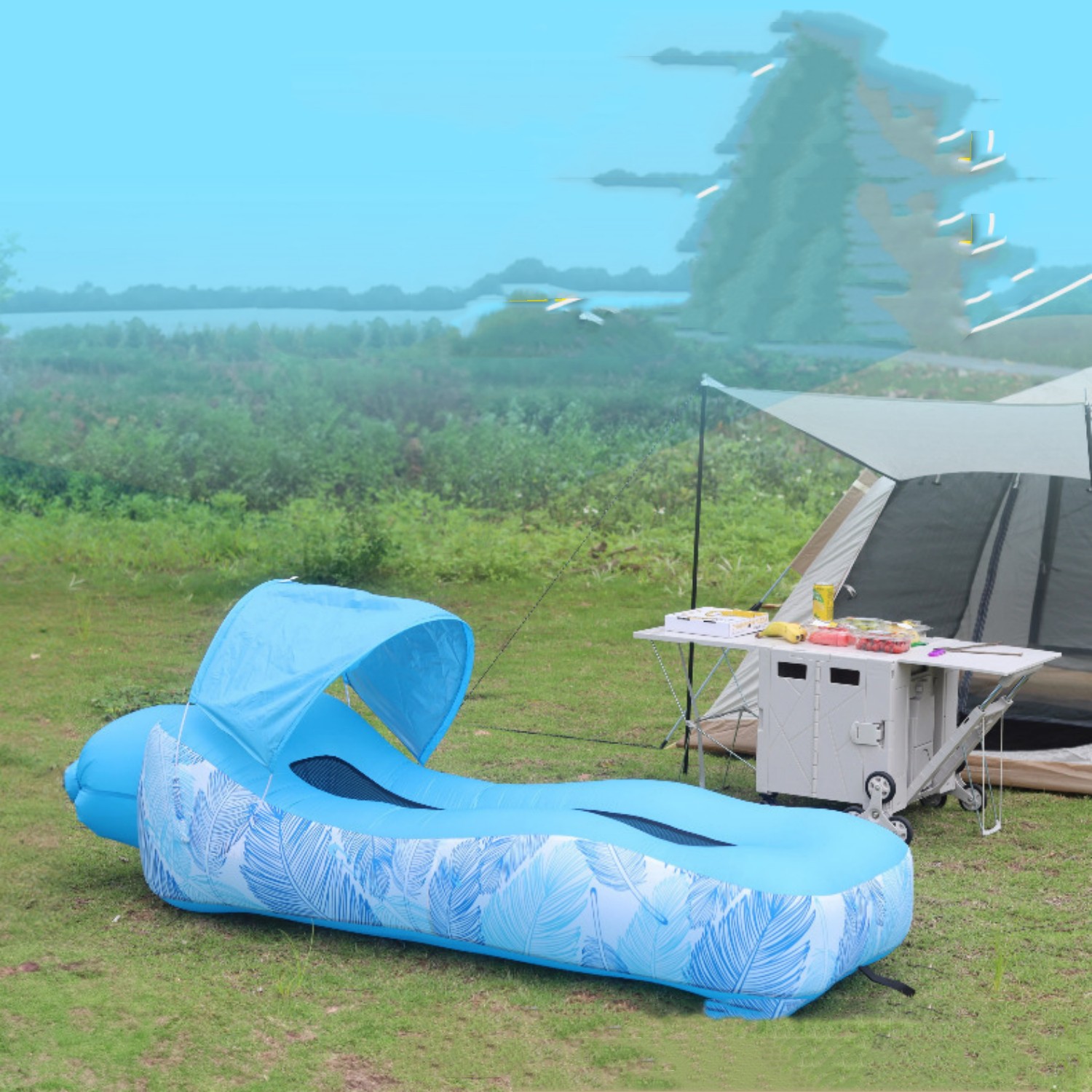 Outdoor camping fast lazy inflatable sofa outdoor inflatable bed