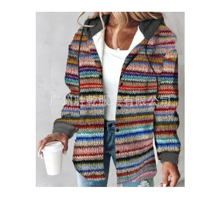 Women's Large Checks Style Women's Woolen Jacket Plaid Rainbow Bar 12 - Shop at LoveMi