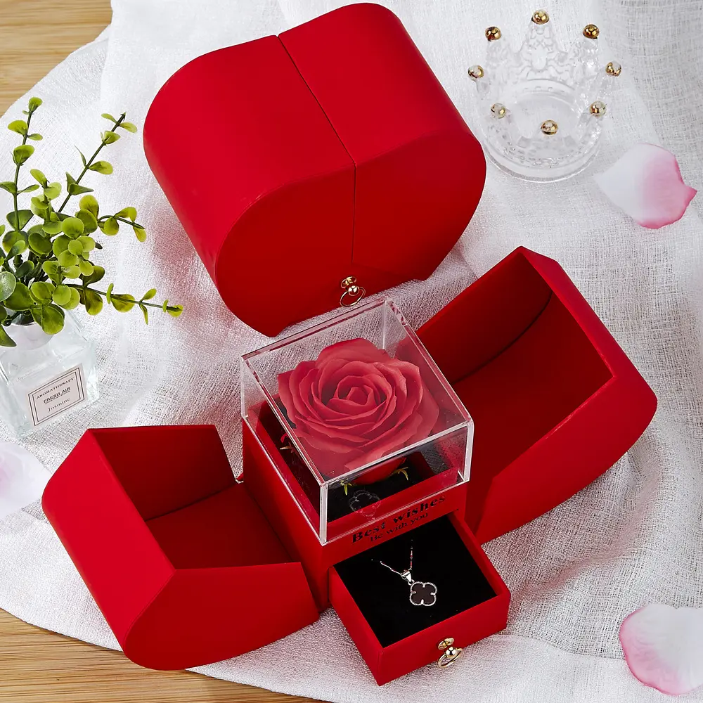 Apple Rose Jewelry Box Necklace Ring Ornament