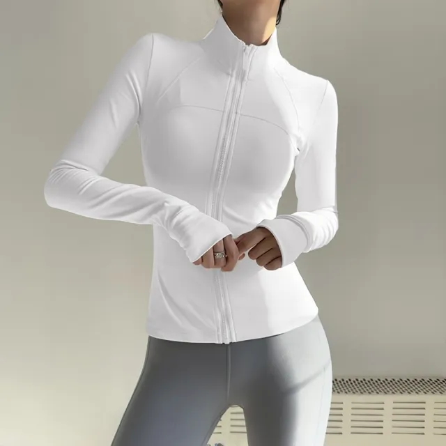 New UV proof Yoga Clothes Stand up Collar Slim Fit Coat Tan - Shop at LoveMi