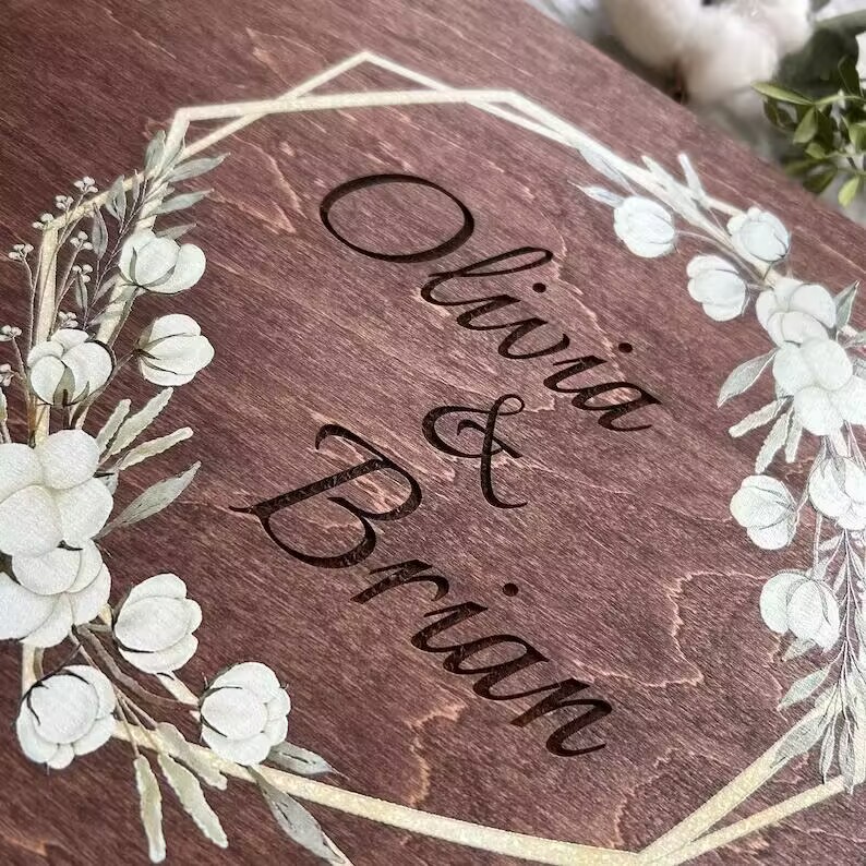 Title 4, Creative Wooden Wedding Message Book, Photo Alb...