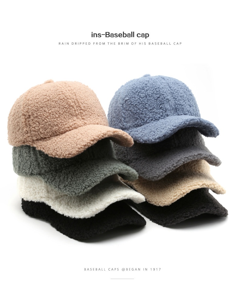 Title 5, Baseball Cap Fashion Retro Solid Color Lamb Woo...