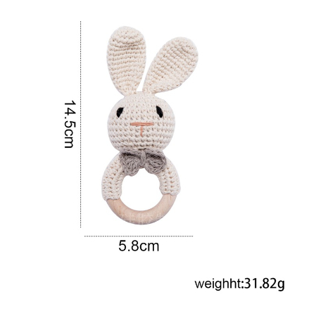 Crochet beige rabbit rattle