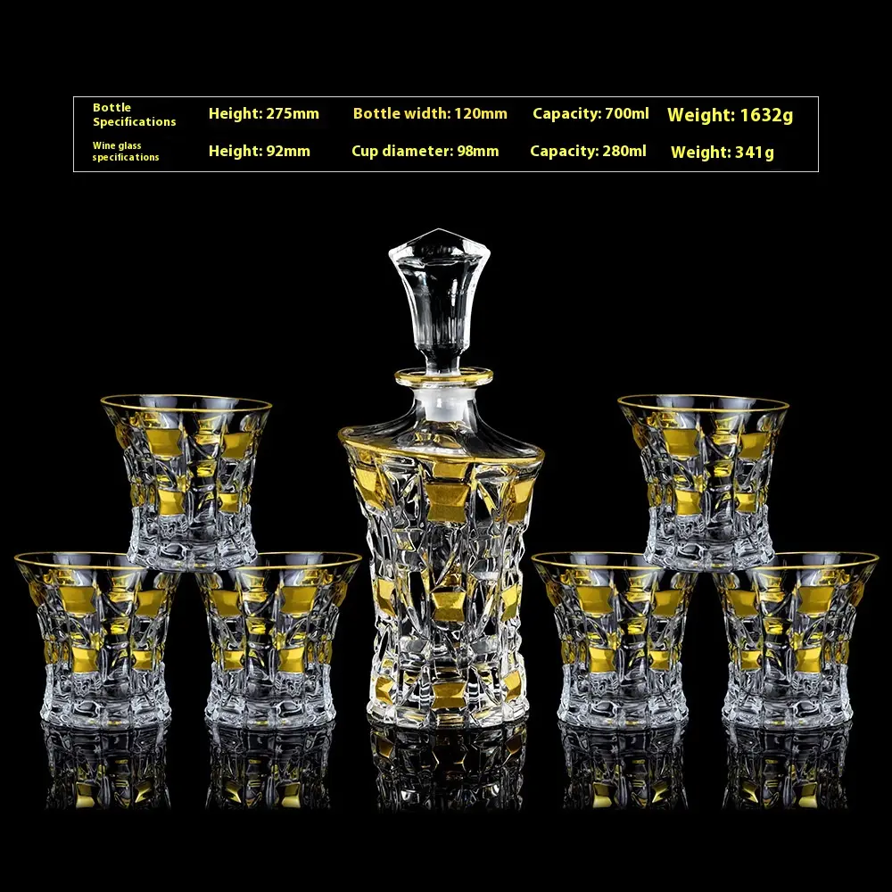Crystal Glass Whiskey Wine Set Suit Creative Gold