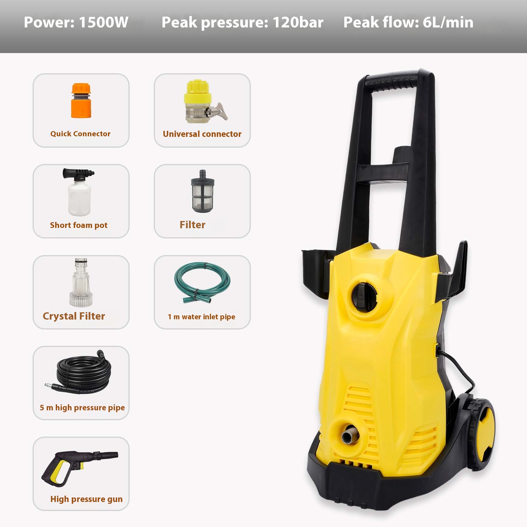 Self-priming Household 1400W High Pressure Automatic Car Washing Machine - Image 8