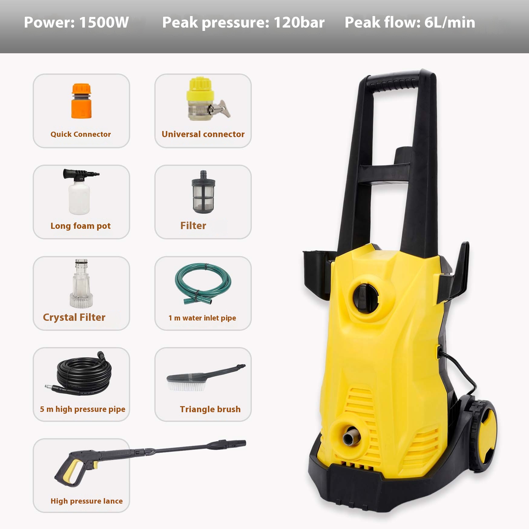 Self-priming Household 1400W High Pressure Automatic Car Washing Machine - Image 9