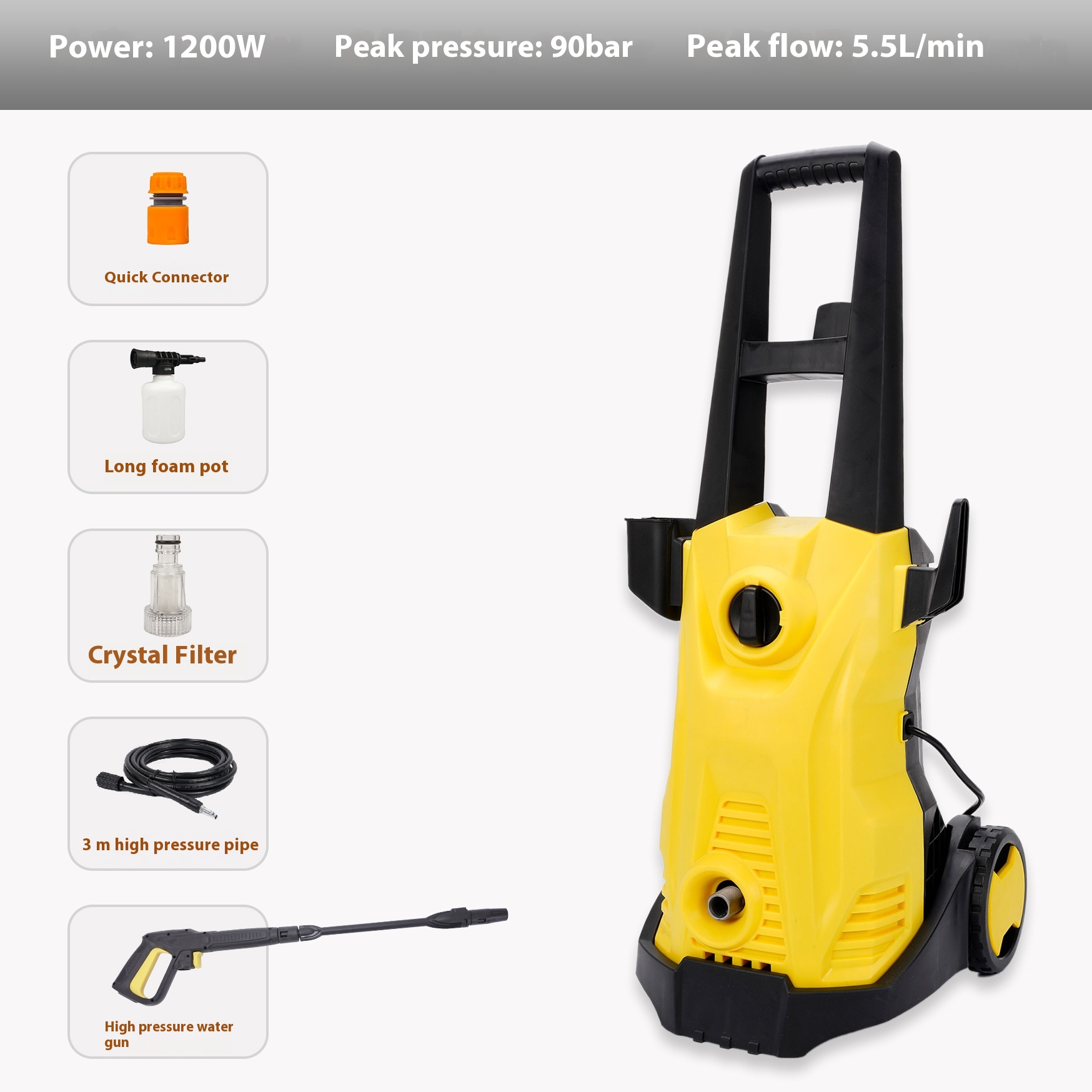 Self-priming Household 1400W High Pressure Automatic Car Washing Machine - Image 2