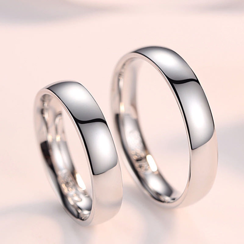 Sterling Silver Couple's Ring Couple With Ring Glossy Inner Arc