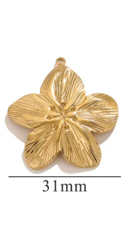 Vintage Gold Stainless Steel DIY Flower Pendant Advanced Design Necklace Earring Pendant Gold - Shop at LoveMi