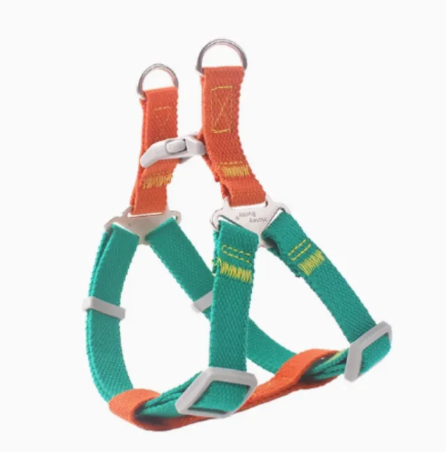 Contrast Color Vest style Pet's Chest back Traction Dog Leash Orange Green - Shop at LoveMi