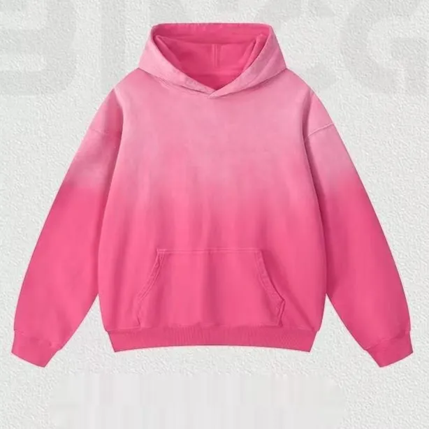 Washed Distressed Hooded Sweater Couple Casual Loose All matching Top Rose Red - Shop at LoveMi