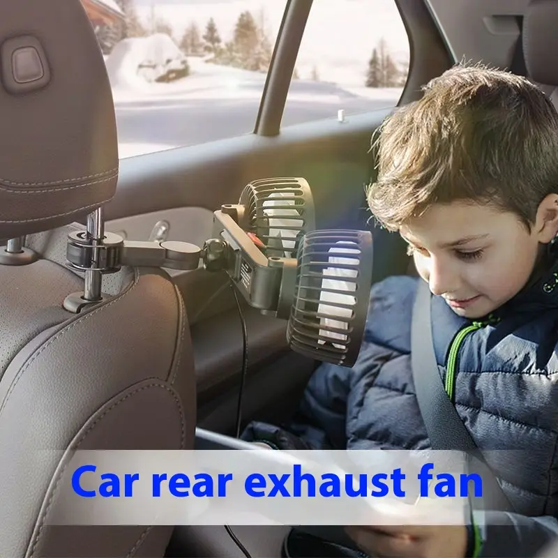 Car Mounted USB Dual Head Large Wind Power Fan