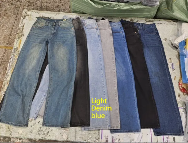 Women's American style Retro Low Waist Straight Jeans Light Denim Blue - Shop at LoveMi