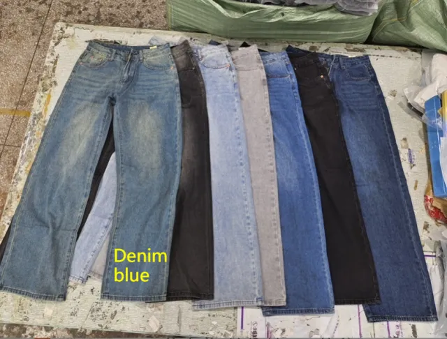 Women's American style Retro Low Waist Straight Jeans Denim Blue - Shop at LoveMi