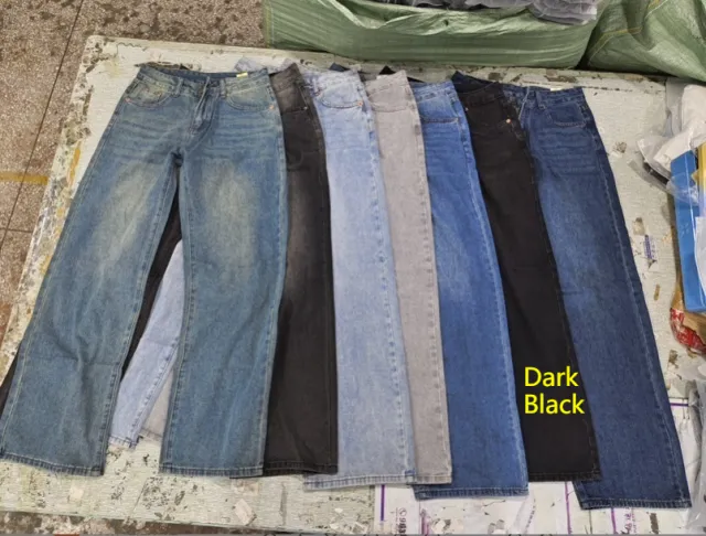 Women's American style Retro Low Waist Straight Jeans Dark Black - Shop at LoveMi