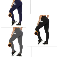 Women's Cropped High Waist Velvet Padded Thick Leggings Tight Sports Hip Raise Yoga Pants - 3Pcs Set - View 1