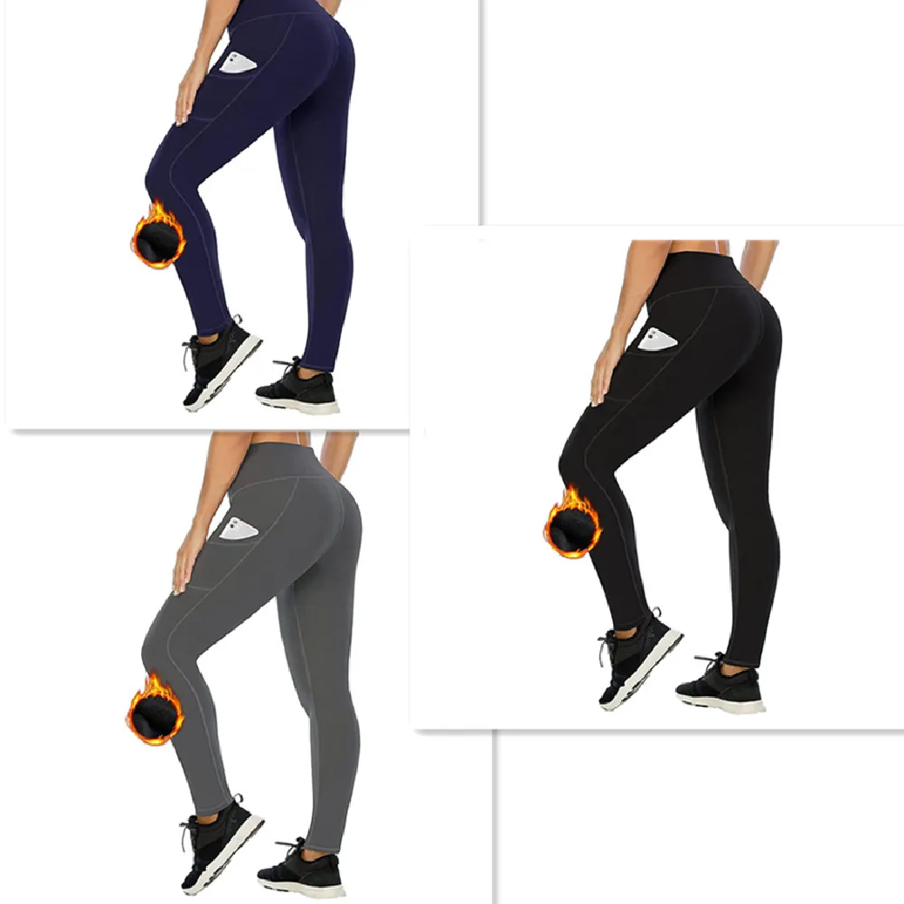 Women's Cropped High Waist Velvet Padded Thick Leggings Tight Sports Hip Raise Yoga Pants - S Or M