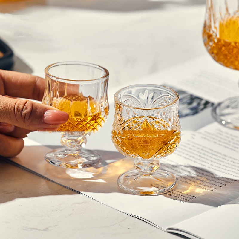 Creative Diamond Pattern Glass Cup Small Size Wine Glass