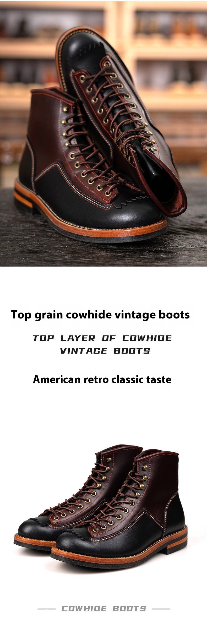 Title 5, Male American Retro Motorcycle Boots