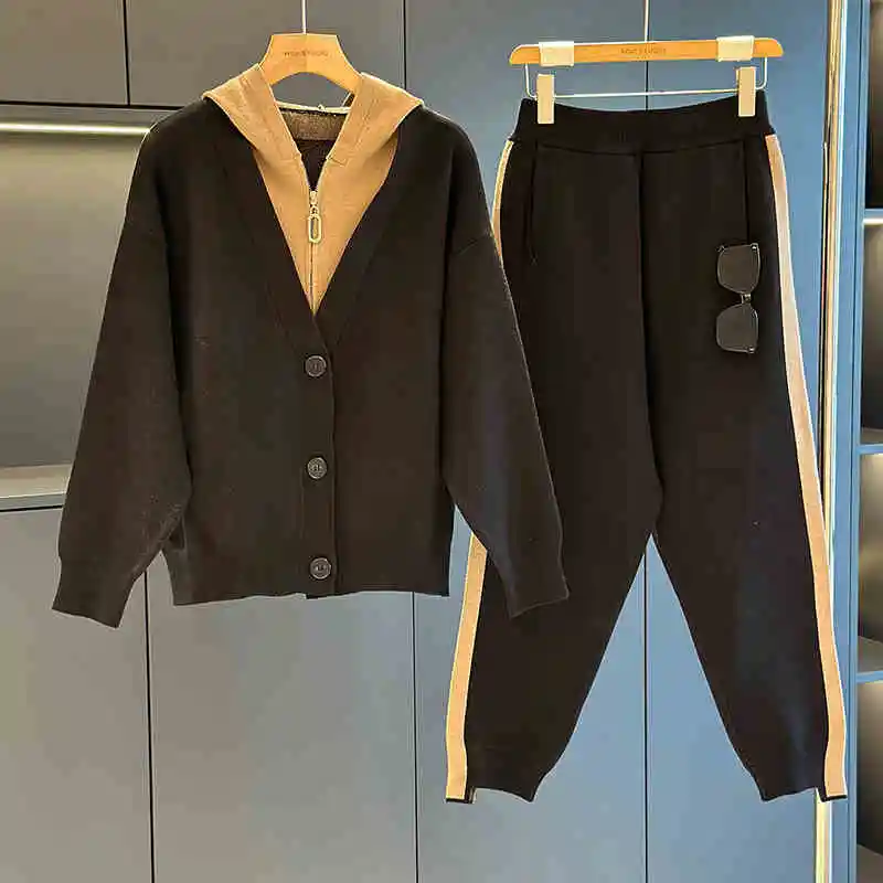Autumn Clothing New Sweater Fashion Casual Exercise Suit Women - Black