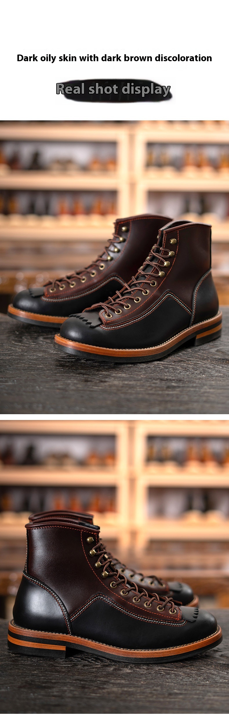 Title 8, Male American Retro Motorcycle Boots