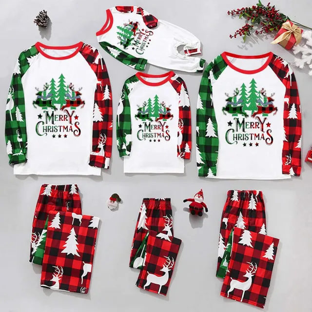Parent Child Christmas Homewear Suit Plaid Stitching Printing Jjf158894 S For Mother - Shop at LoveMi