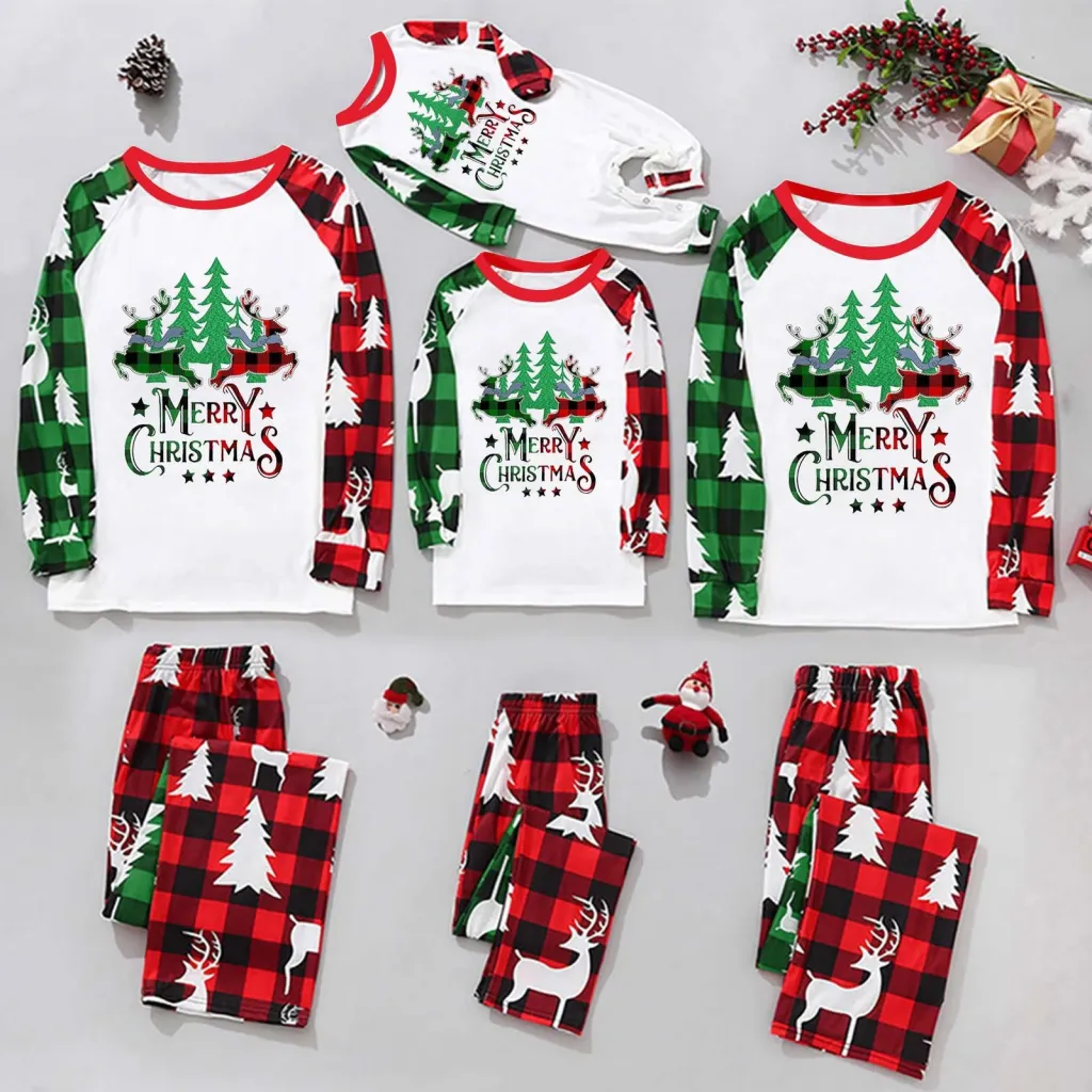 Parent-Child Christmas Homewear Suit Plaid Stitching Printing - Jjf158894-S For Mother