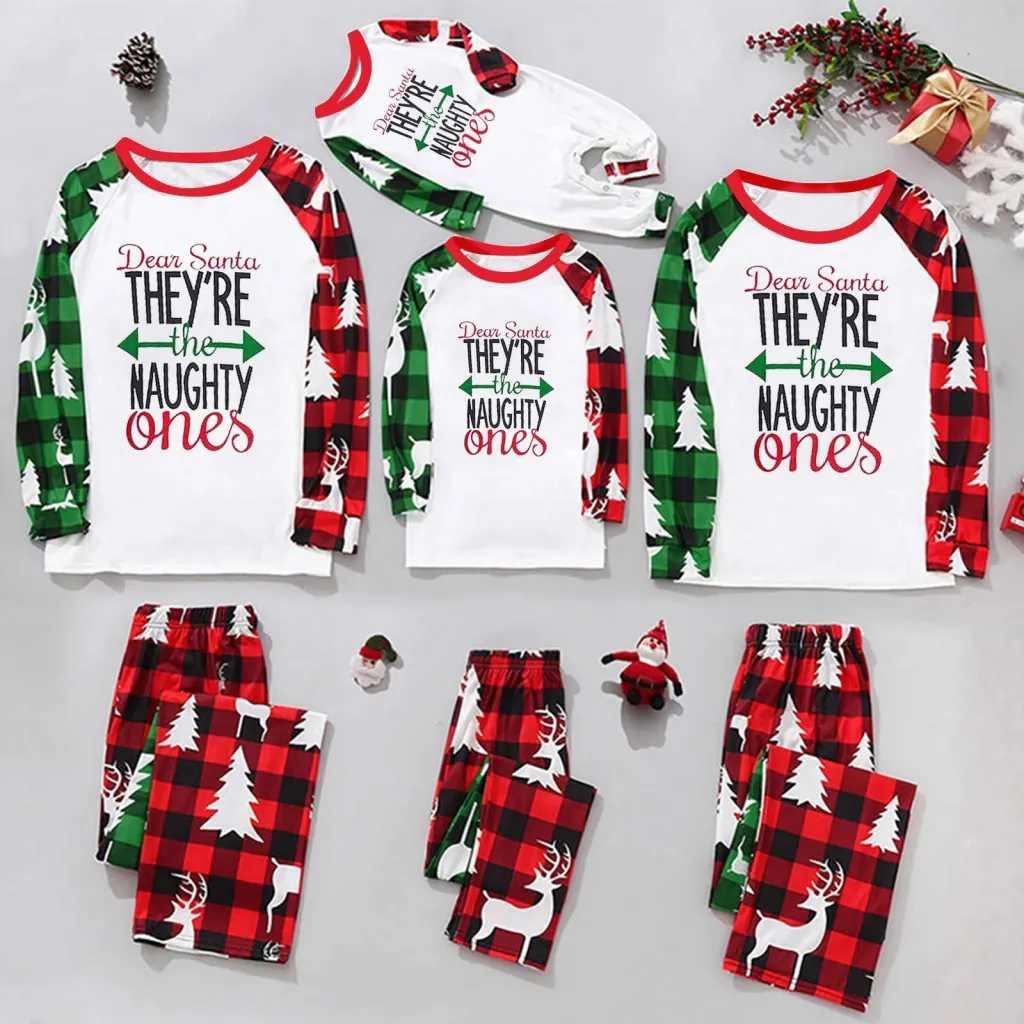Parent-Child Christmas Homewear Suit Plaid Stitching Printing - Jjf153358-Mother M