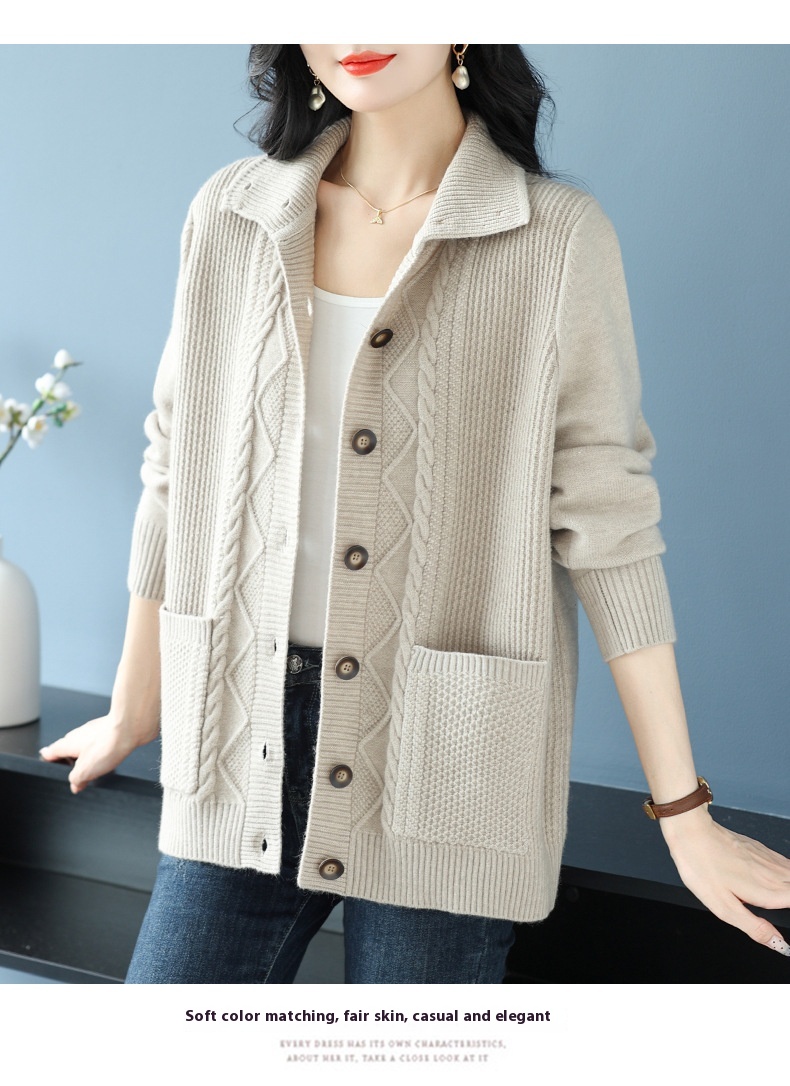 Title 22, Covering Belly Thin Plus Size High Lapel Knitte...