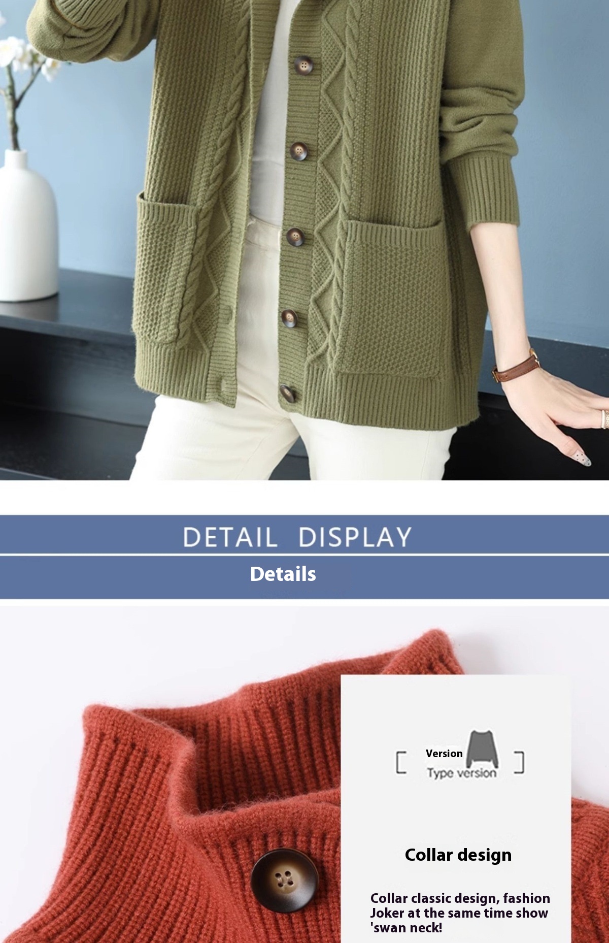 Title 23, Covering Belly Thin Plus Size High Lapel Knitte...