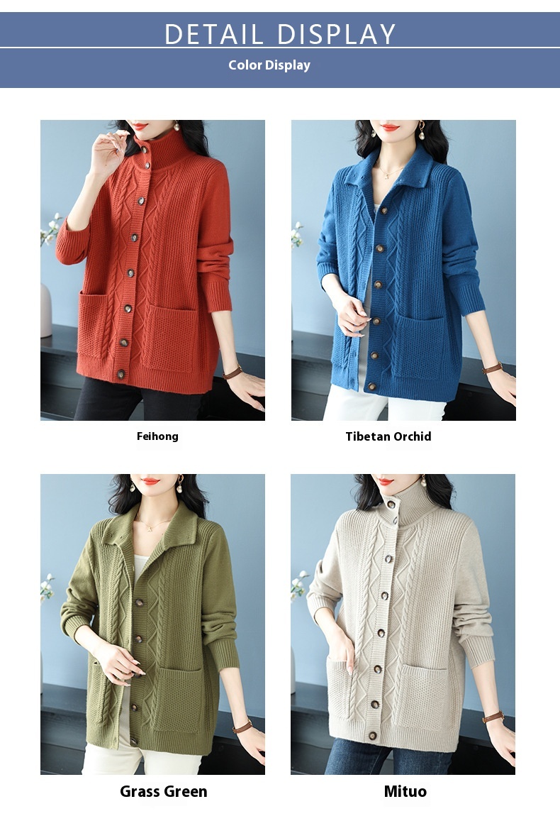 Title 25, Covering Belly Thin Plus Size High Lapel Knitte...