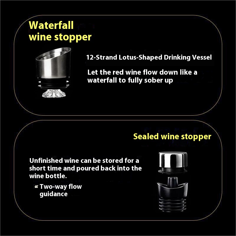 High-grade 1800ml Waterfall Rotating Seal Dustproof Speedy Wine Decanter