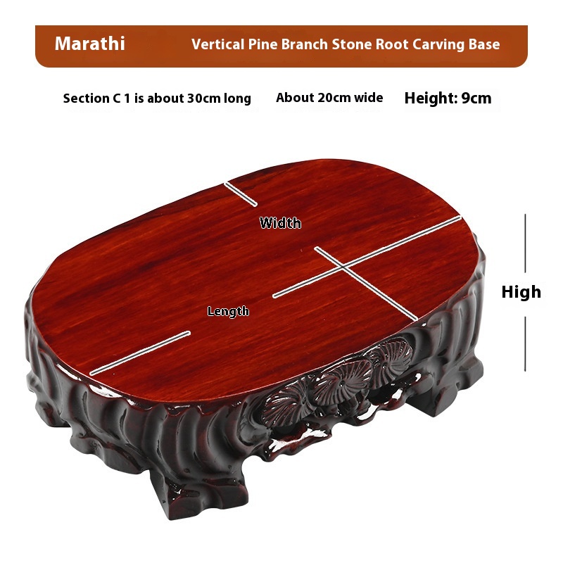 Wooden Base, Redwood And Rare Stone Handicraft Ornament