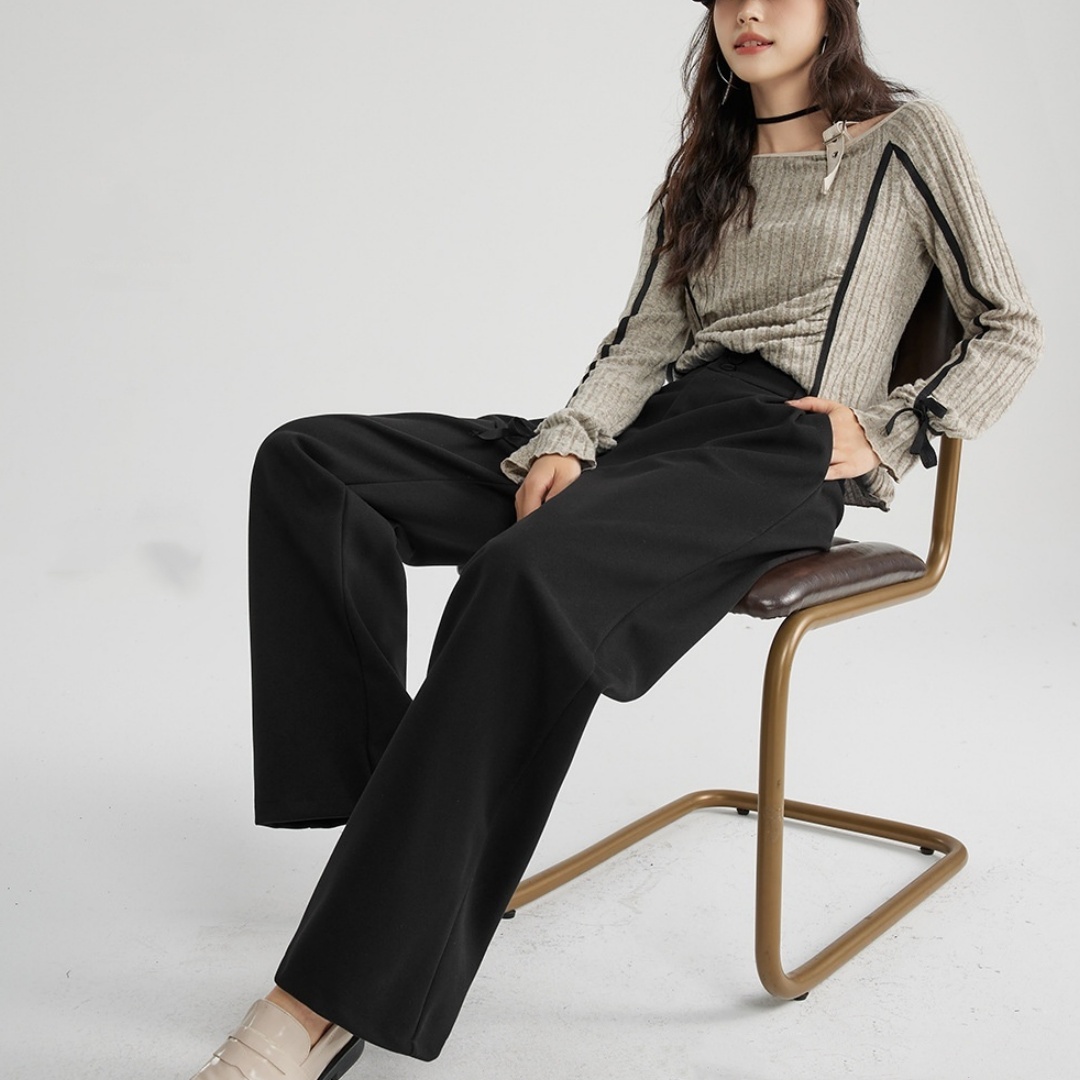 High-Waisted Slimming Drape Straight Loose Casual Pants