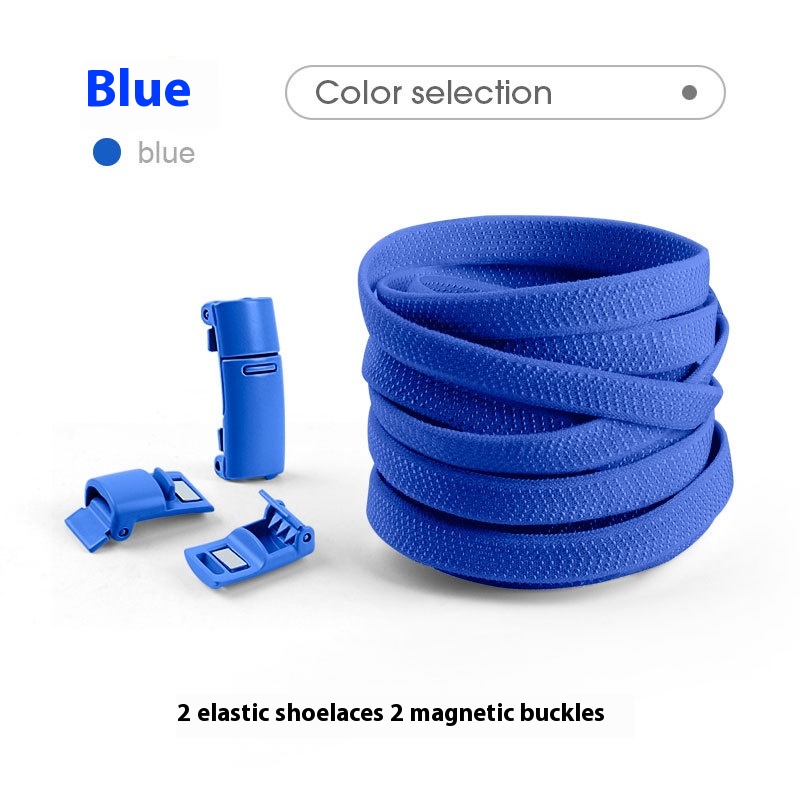 Lazy Free Shoelace Buckle Elastic Tighten Rope Free Binding Magnetic Buckle Holder – Blue 1 Pair, Free Size