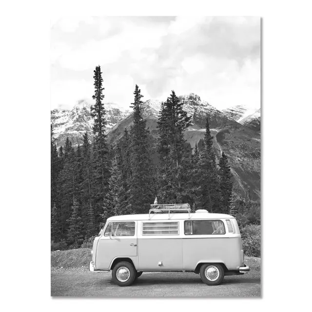 Nordic Modern Black And White Seaside Landscape Holiday Surfing Background Wall Poster Frameless Painting A2 42X60Cm - Shop at LoveMi