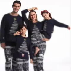 Christmas Parent-child Wear Printed Pyjamas Homewear - Navy Blue - View 1