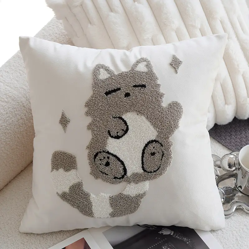 Cartoon Children Pillow Cover Cat Nordic Simple Ins Style