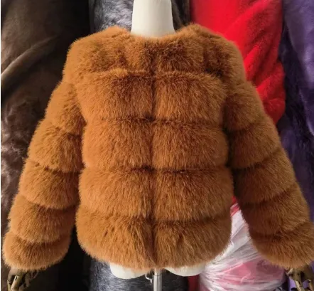 Women's Fox Faux Fur Coat Red Brown - Shop at LoveMi