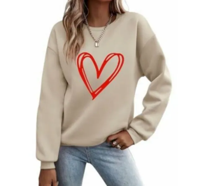 Women's Printed Pullover Long Sleeve Round Neck Sweater Khaki2 - Shop at LoveMi
