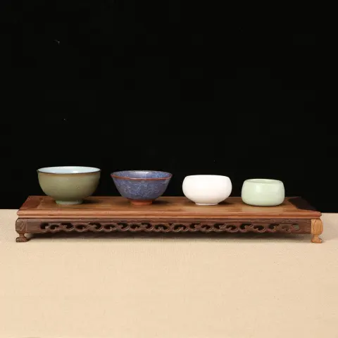 Wooden Stone Purple Clay Pot Display Stand Mahogany Solid