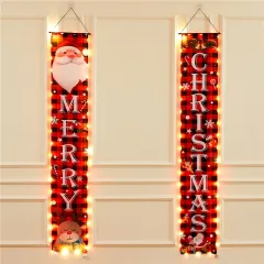 Decoration Party Door-to-wall Flag Hanging Decoration Fireplace Dress Up Scene Layout LED Light-emitting Porch Banner - Red - View 1