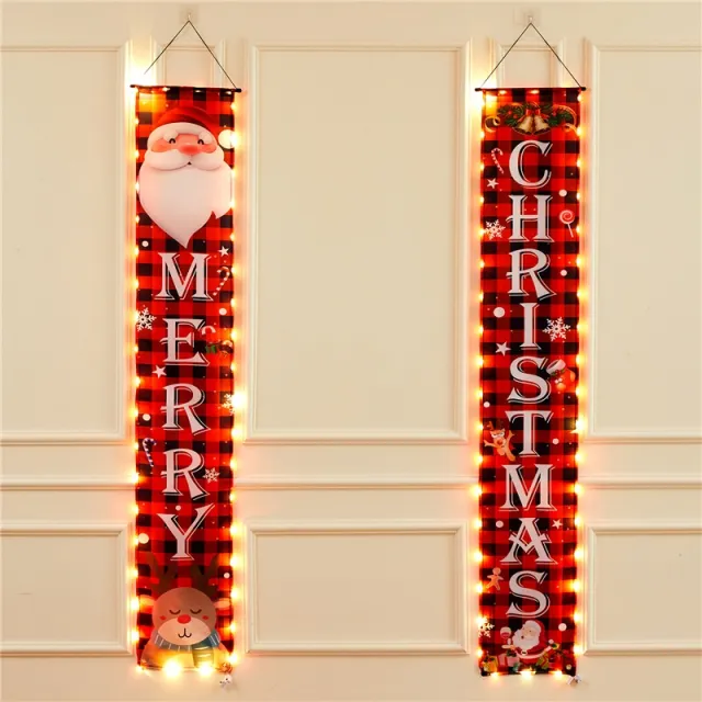 Decoration Party Door to wall Flag Hanging Decoration Fireplace Dress Up Scene Layout LED Light emitting Porch Banner Red - Shop at LoveMi