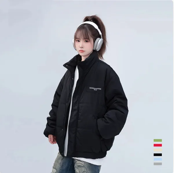 Autumn And Winter Thickening Couple Puffer Jacket Coat Black - Shop at LoveMi