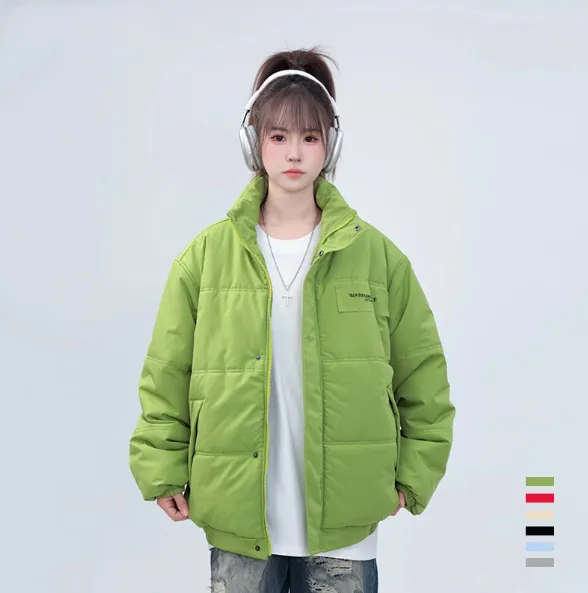 Autumn And Winter Thickening Couple Puffer Jacket Coat Green - Shop at LoveMi