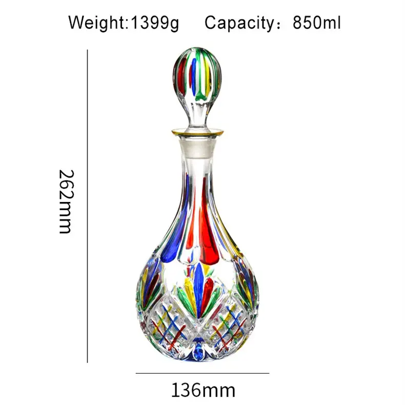 Handicraft Color Hand-painted Foreign Wine Whiskey Wine Bottle Crystal Wine Pot Wine Decanter Liquor Divider