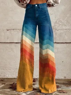 Thin Anti-3D Trendy Bell-bottom Pants Women's Denim Wide-leg Pants - Yn2341Mc-S - View 1