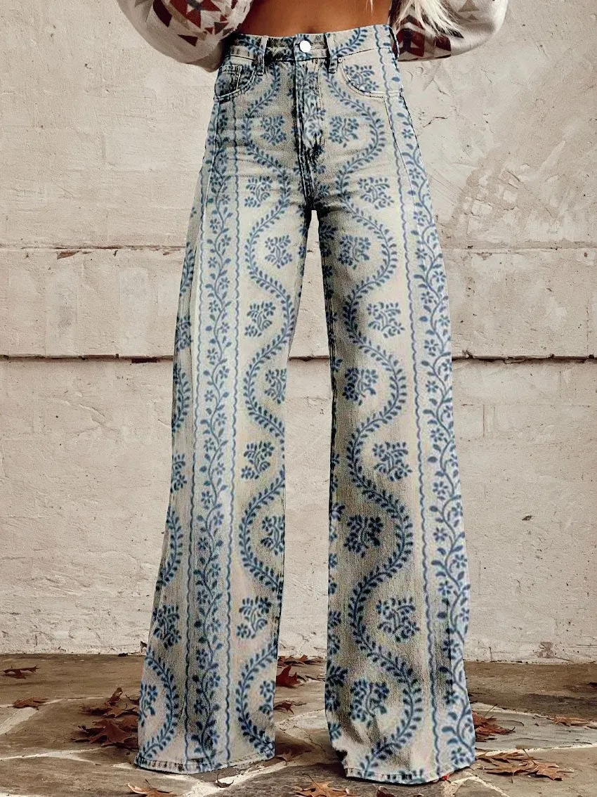 Thin Anti-3D Trendy Bell-bottom Pants Women's Denim Wide-leg Pants - Yn1851Mc-3Xl
