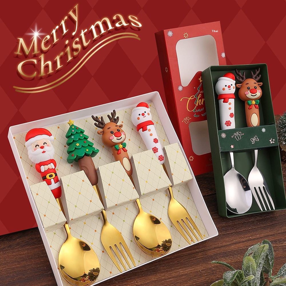 Q Large Christmas Doll Spoon Fork Cute - Image 1